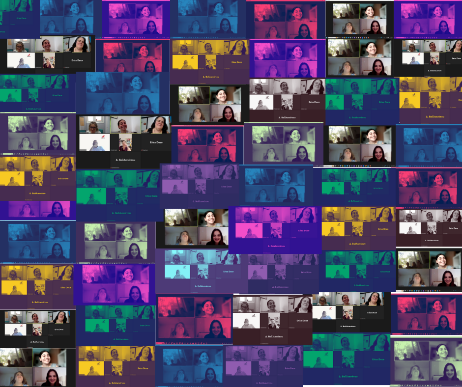 Μωσαϊκό από screenshot που έχουν τραβηχτεί κατά την διάρκεια των webinar , σε διάφορα χρώματα