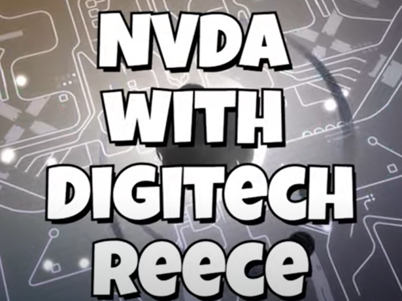 Μεγάλος τίτλος με λευκά, έντονα γράμματα: “NVDA WITH DIGITECH REECE”